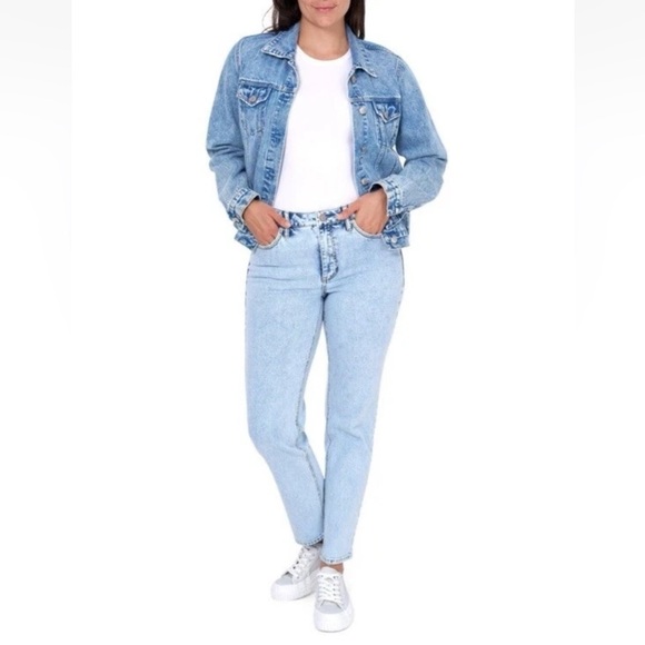 NWT Seven7 | High Rise Slim Straight Jean Plus Size 14 Lightwash 90s 80s - Picture 2 of 15